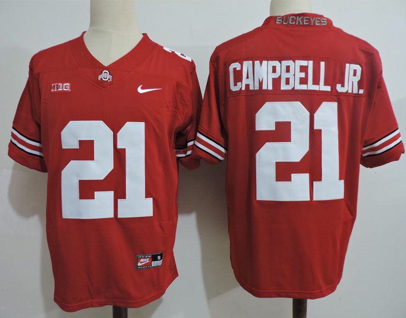 Men Ohio State Buckeyes #21 Campbell jr Red Nike 2025 NCAA Jersey
